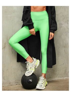 Alo 7/8 High-Waist Airlift Leggings Ultramint Neon Bright Hi-Rise Tights Pants S